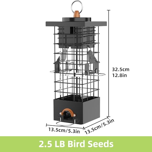 Kruoo Metal Squirrel Proof Bird Feeder For Outdoors Hanging Gravity Protection Squirrel Proof Wild Bird Feeders For Outside thumb #5