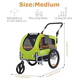 DOGGYHUT® Premium M Hundeanhänger 2-in-1 Hundebuggy & Jogger Fahrradanhänger für Hunde bis 23kg