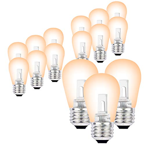 SUNTHIN 15 Pack LED S14 Replacement Bulbs E26 Medium Base Warm White 2700K