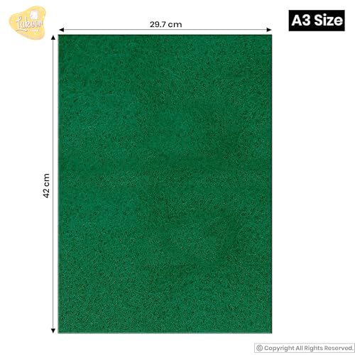 Image of Lakeer A3 Dark Green Felt Sheets - 1mm Thick, Stiff Fabric, Pack of 10, for DIY Crafts, Sewing, Scrapbooking, School Projects.