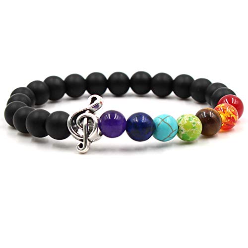 Steinarmband, Naturstein -Perlenarmband, farbenfrohe Chakra -Yoga -Perlen elastisches Armband Gefrertete Steinnoten Armband, personalisiertes Kleidungszubehör Schmuck Schmuck