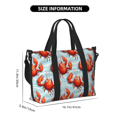 Laptop Tote Bag for Women Work - Cute Lobster Print Weekender Overnight Bags for Women Travel, Gym Duffle Bag for Men, Personal Item Crossbody Travel Bags for Men Carry On2