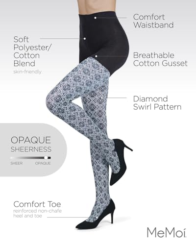 MeMoi Diamond Pattern Swirl Cotton Blend Women's Sweater Tights3
