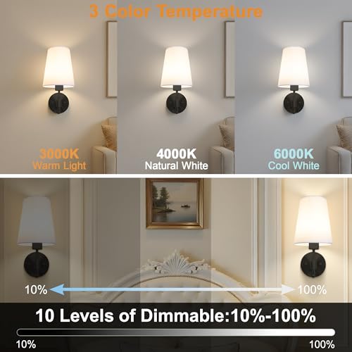 Battery Operated Wall Sconces Set of 2, Rechargeable Black Wall Sconce with Remote Control, 12 Colors RGB Magnetic Bulb, Wireless Battery Wall Lamp for Bedroom Living Room Hallway - Image 4
