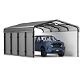 12x20 Metal Carport, Heavy Duty Car Carport Canopy, Galvanized Steel Roof Car Tent Garage, CarPorts with Removable Polyethylene Sidewalls