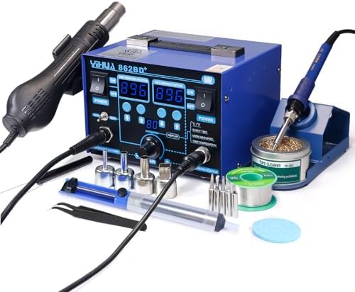 YIHUA 862BD+ SMD ESD Safe 2 in 1 Soldering Iron Hot Air Rework Station °F /°C with Multiple Functions thumbnail 8