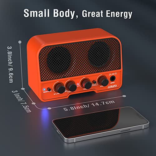 Mini ampli de guitare, LEKATO 5W amplificateur de guitare électrique rechargeable sans fil avec effets CLEAN/OVERDRIVER, ampli de guitare portable Bluetooth 5.0 orange - Les Beatles, Paul McCartney, John Lennon, RIngo Starr, George Harrison Mini ampli de guitare, LEKATO 5W amplificateur de guitare électrique rechargeable sans fil avec effets CLEAN/OVERDRIVER, ampli de guitare portable Bluetooth 5.0 orange – Image 6