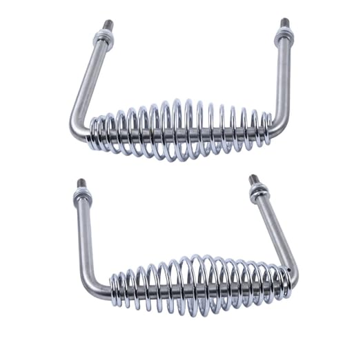 Image of 2X 6 inch Stainless Spring Handle 5 inch Wide Overall with 1 /2 inch Steel Rod Compatible with Most BBQ Pits Trailers Grills Custom Metal Projects Smokers Wood Stoves and Cabinets