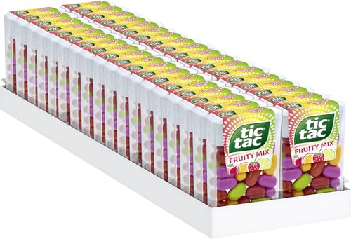 tic tac Fruity Mix – Kunterbunter Früchte-Mix – Dragees mit Kirsch-, Maracuja-, Zitronen-Limetten- & Erdbeer-Minzgeschmack – Erfrischung für unterwegs – 36 x 18g Packungen