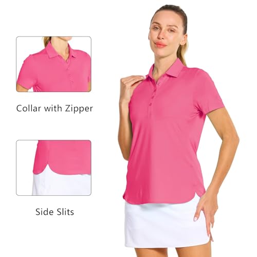 Image of M MAELREG Womens Golf Shirt Short Sleeve 5 Buttons Quick Dry Casual Solid Moisture Wicking Tennis Polo Shirts for Women