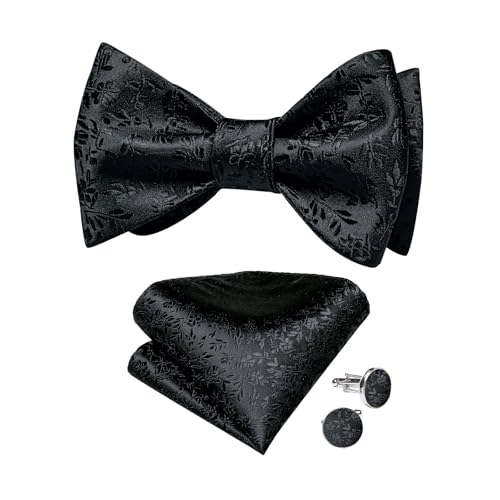 DiBanGu Men's Silk Bow Tie and Cufflinks Set