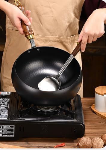 Wok cuadrado de acero con mango de madera 10.2 pulg miniatura 7