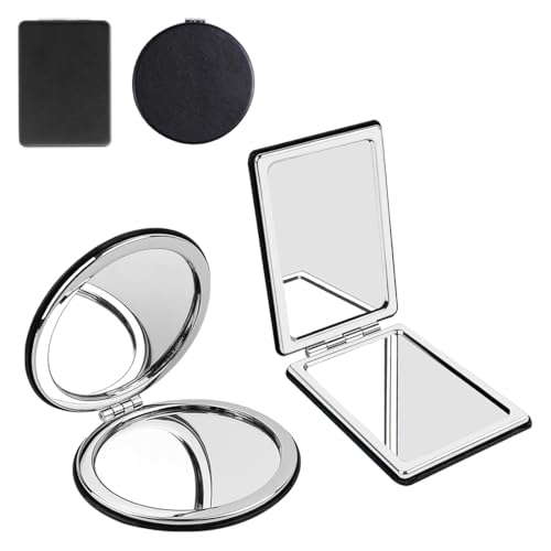 COYUN 2 unidades espelho de bolso, espelho compacto de dupla face, dobrável e portátil espelho de viagem, espelho de mão pequeno espelho, espelho de mala pequena, portátil, presente para meninas
