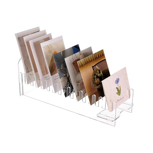 Porta carte dal design moderno: trasparente si adatta armoniosamente a qualsiasi ambiente; perfetto per soggiorno, camera da letto o ufficio; presentazione elegante dei tuoi dischi e cartoline preferiti.
