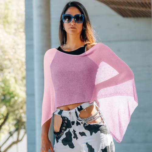 Image of Women Sheer Poncho Shrug Summer Sheer Blouse Top Lightweight Poncho Bolero for Evening Dress