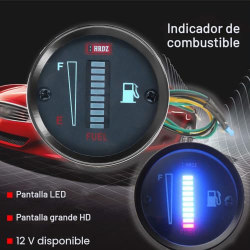 Medidor de nivel de combustible de 52mm regulable para moto y auto con indicador de resistencia 2