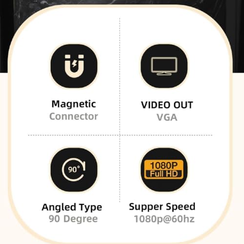 Image of Magnetic Type C to VGA Converter Adapter, L-Shape, 1080P@60HZ FHD Output, Aluminum Alloy Connector for Samsung, Pixel, OnePlus, iPad USB-C, MacBook, Dell, Lenovo, Projector