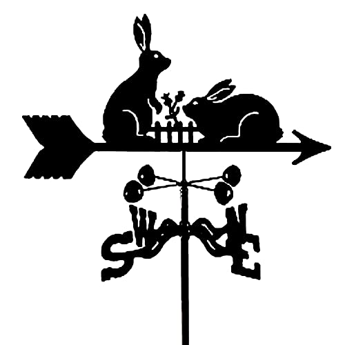 Girouette en métal en forme de jardin rétro avec silhouette de lapin