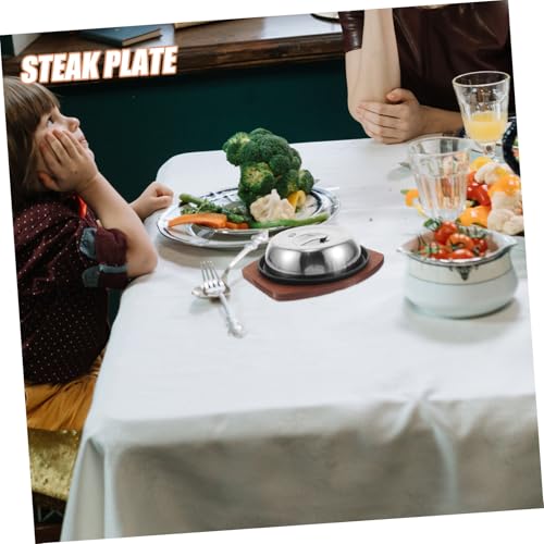 Assiette en fonte épaisse poêle inox avec couvercle pour restaurant et foyer - 6