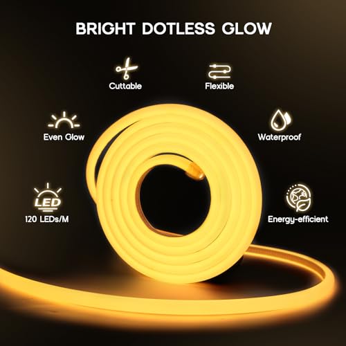 Luces LED Neón Blanco Cálido 50m 110-120V Flexible Impermeable miniatura 2