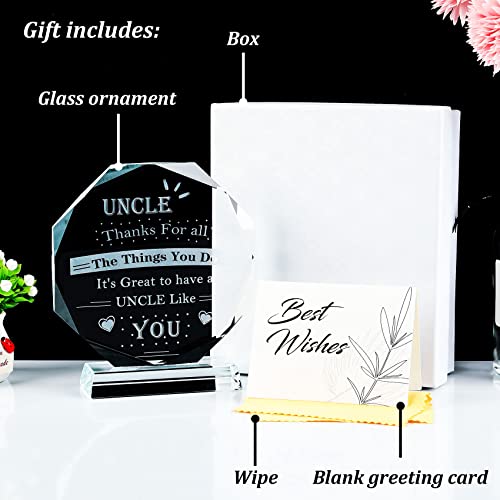Idée cadeau oncle unique : un bloc de verre décoratif avec message d'affection