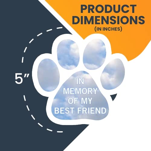 Image of in Memory of My Best Friend Pawprint Car Magnet 5 Inch, Dog Lover Gift | Heavy duty magnetic decal for car, truck, SUV or fridge, full color UV printed