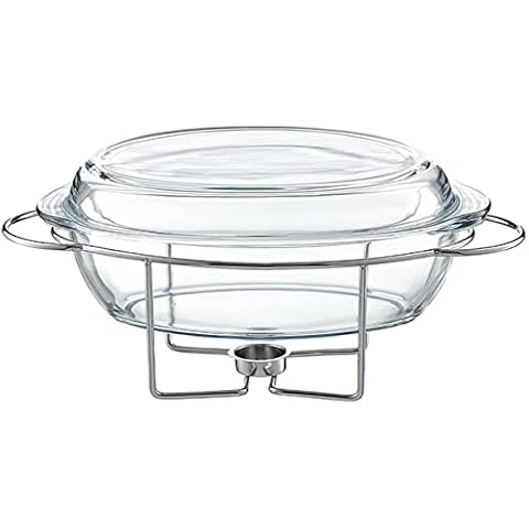 AMBITION Speisewärmer aus Glas mit Vorwärmer Hitzebeständiges Gefäß Saule 4,5 L Cover