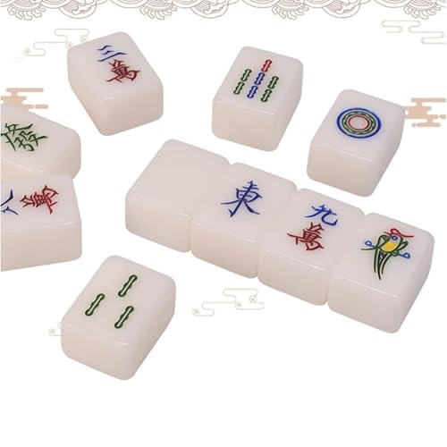 Juego de Mahjong chino con 144 fichas acrílicas miniatura 5