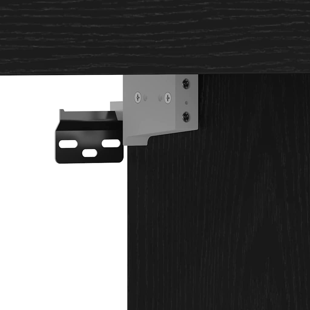 Mueble de TV montado en la pared con aspecto de roble negro, 152 x 22 x 113 cm, mueble bajo flotante, de madera, moderno mueble de TV colgante con estante para salón