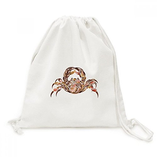 Sac cordon motif crabe toile drawstring backpack voyage
