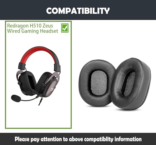 H510 Zeus Wired Gaming Earpads Replacement para Redragon H510 Zeus Wired Gaming Headset Almohadillas de Auriculares con Cuero Proteico y Espuma de Memoria miniatura 2