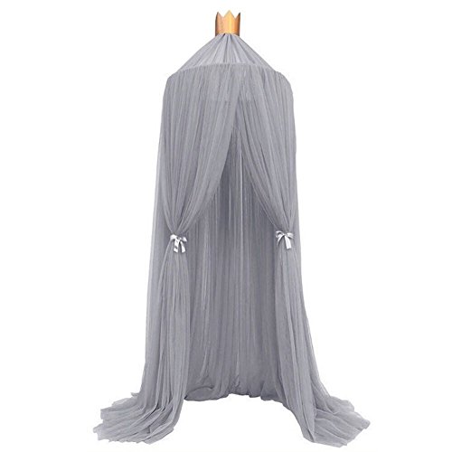 Aminiture Kids Baby Princess Mosquito Net Bed Canopy with Round Lace Dome Children Playing Reading Canopy Tent Netting Curtains