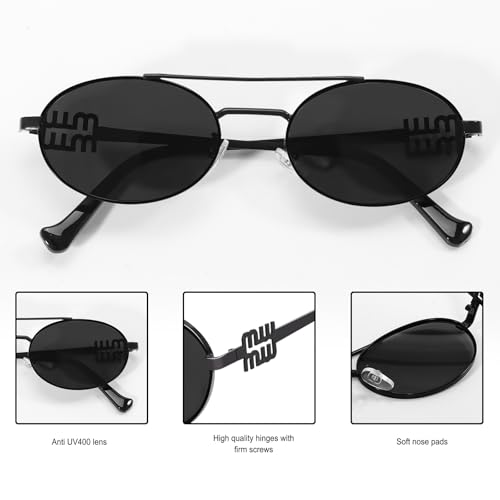Image of Rmerom Retro Gold Metal Oval 90s Sunglasses for Women Small Chic Sunnies