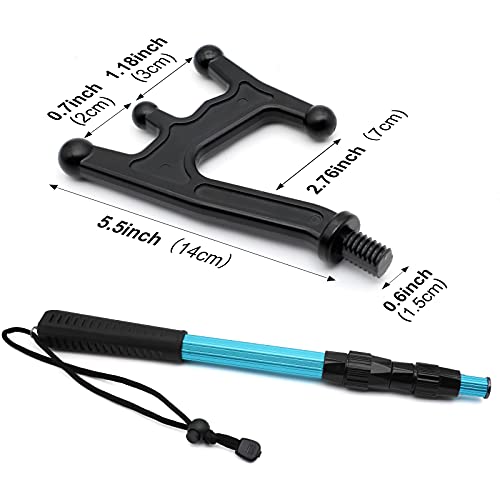 Image of SAN LIKE Telescopic Boat Hook,Aluminum Lightweight Push Pole with Floating Non-Slip Plastic Hand Grips for Docking,3-Stage Pole-Blue