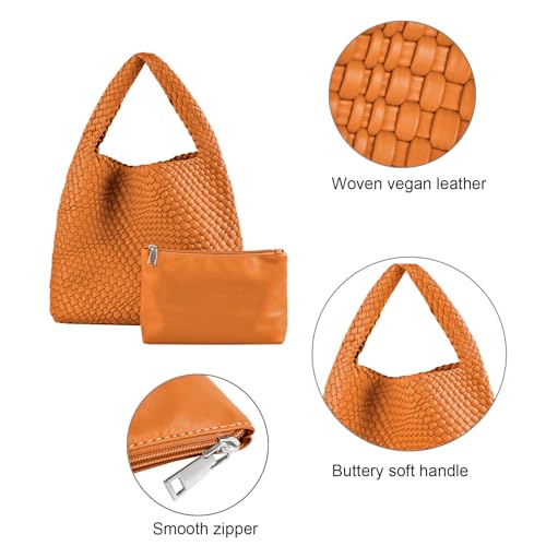 Image of Woven Tote Bag for Women with Purse