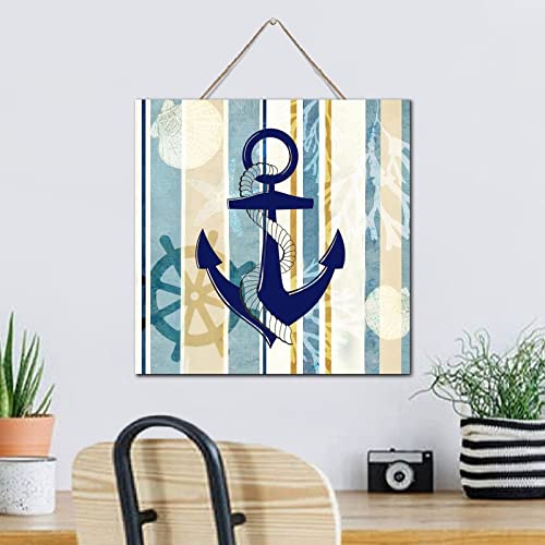 Panneau vintage bois avec ancre marine authentique et finitions rustiques