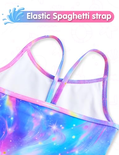 Girls Swimsuit One Piece Ruffles Bathing Suit Kids' Swimwear Quick Dry Summer Beach for 2-14Y4