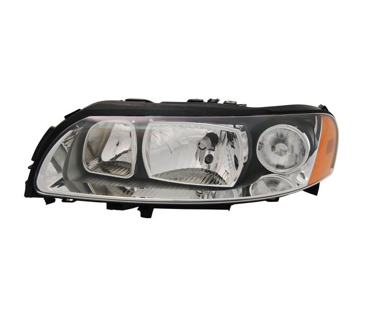 GV-ZONE Headlight Left side headlamp driver side headlight assembly projector front light car lamp car light compatible with Volvo V70 II P80 2005 2006 2007 Black VP2675L