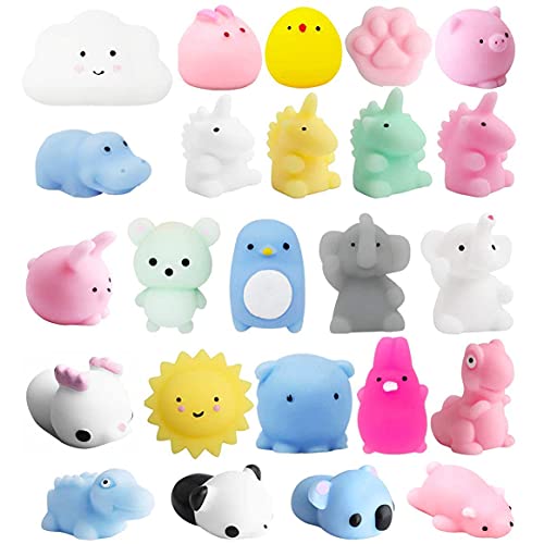 AIMEDYOU 24 Pcs Mochi Squishy Toys Mini Squishy Animal Squishies Party Favors for Kids Kawaii Squishy Squeeze Toy Cat Unicorn Squishy Stress Relief Toys for Adults Birthday Favors for Kids