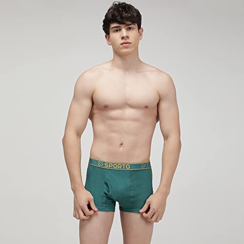 Image of sporto Men's Mid-Rise Super Soft & Comfortable Solid Cotton Square Trunks with No-Fold & No-Pinch Elastic Waistband (Combo Pack)
