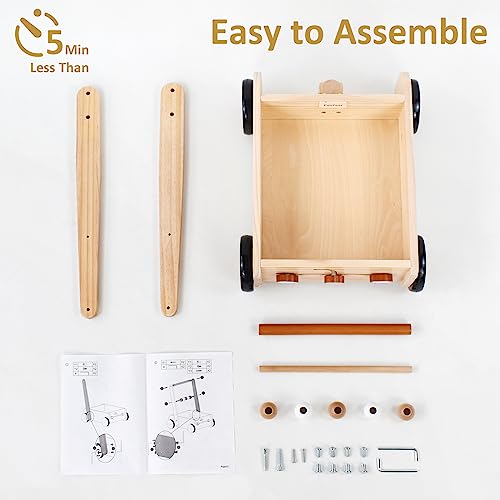 PairPear Wooden Baby Walker Push Toys,Adjustable Speed Nature Wood Push Walkers for Babies Learning to Walk,Toddler Push and Pull Toys Gift for baby Girls and Boys 1-2 - Image 6