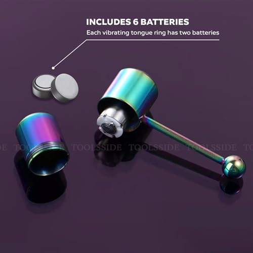 TOOLSSIDE 3 pcs Vibrating Tongue Rings - Tongue Piercing Jewelry, Stainless Steel Tongue Rings, Vibrating Tongue Piercing 14g, Tongue Ring Piercing Kit3