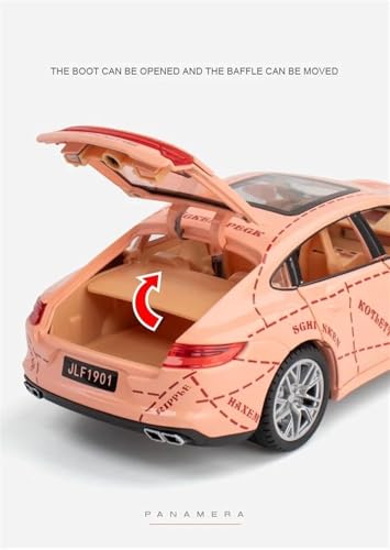 Image of Invite Enterprise Compatible for 1:24 Porsche Panamera Toy Car Model, Diecast Collectible Pull Back Model Car with Sound and Light, Toy Gift Vehicles for Adults Kids Boys Girls【Pink】