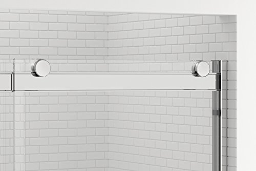 Basco RTLA05B6070CLBN Rotolo Sliding Shower Door, Brushed Nickel, 56-60 in. Wide x 70 in. high, Clear