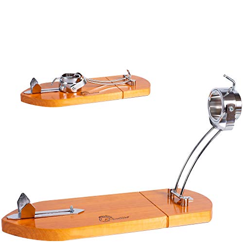 PECELLÍN Soporte Jamonero 4 en 1 Plegable con Base y Cabezal Adaptables – Forma de Bellota Ajustable en Longitud Cabezal Inclinable y Giratorio para Cortar Pata y Paleta de Jamon Serrano e Iberico