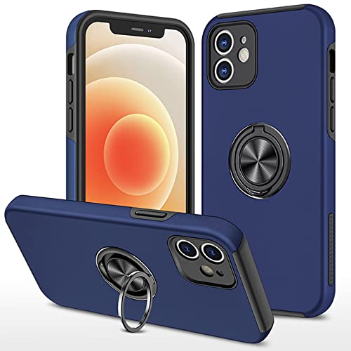 Coque silicone armure pour iPhone X bleu avec anneau magnétique rotatif antichoc