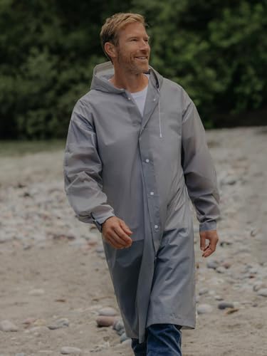 Extra Long EVA Rain Ponchos for Emergency Use, Clear Grey