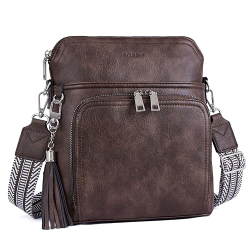 Roulens Crossbody Purse for Women Vegan Leather Medium Crossbody Wallet