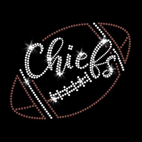 Chiefs Script Football Sparkly Crystal Kansas City Bling Iron-on Rhinestone and Rhinestud Transfers for T-Shirts by JCS Rhinestones Cover