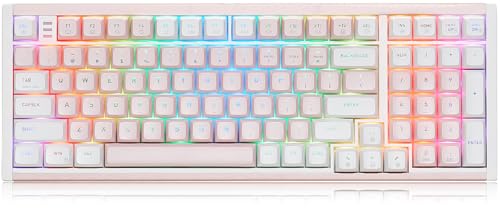 Image of Hexgears I4 Mechanical Keyboard with Number Pad, Aluminum Gaming Keyboard Kailh Tactile Switch, RGB Backlight, PBT Keycaps, Hot Swappable for Windows /Mac OS (Pink-White)